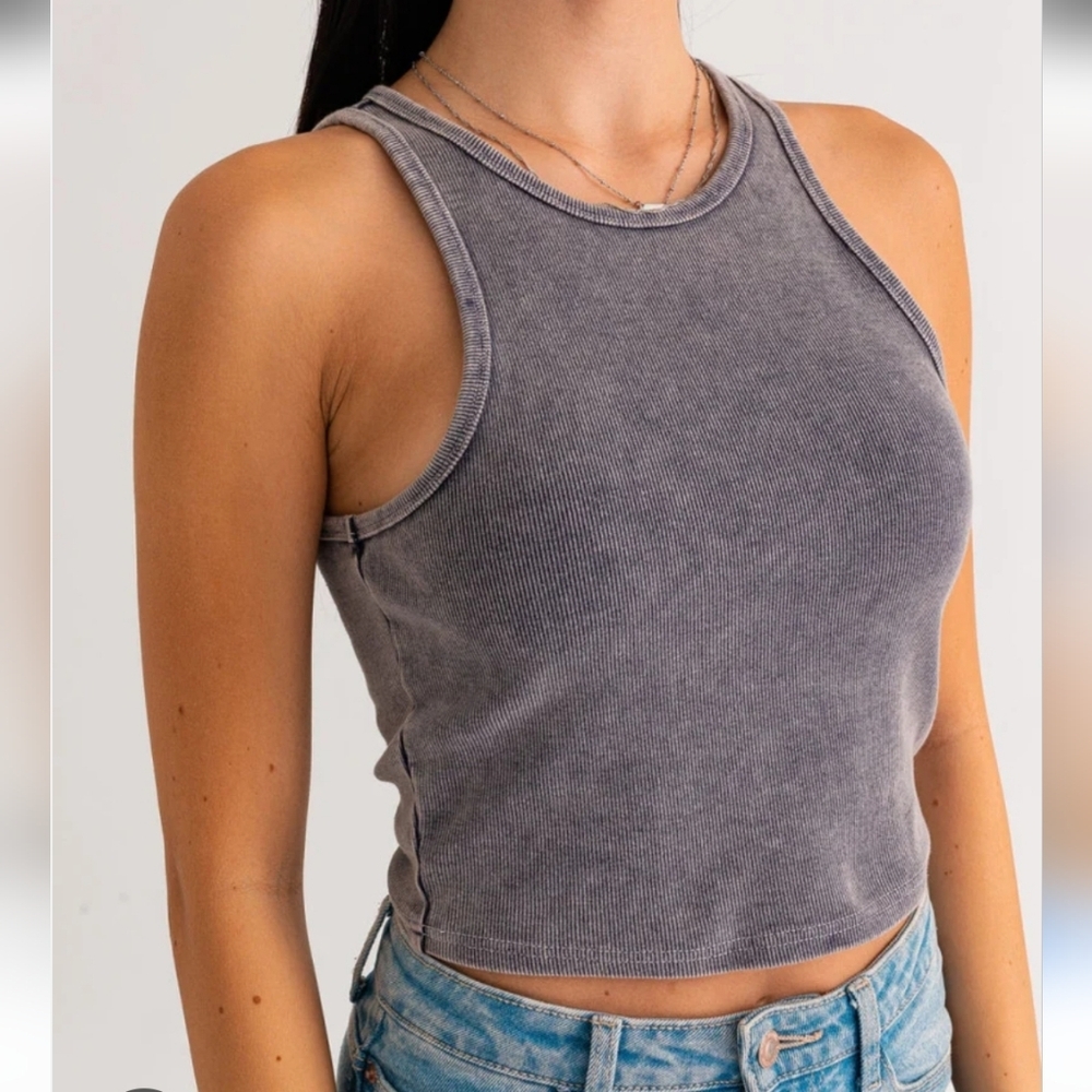 Automet Washed Rib Tank Top. Size Large. New.